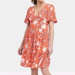 Knox Rose Orange Floral Midi Dress